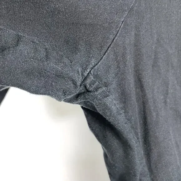 Jonathan Simkhai Tavar Linen Pants Black‎ Contrast Stitch High Rise Wide Leg XL